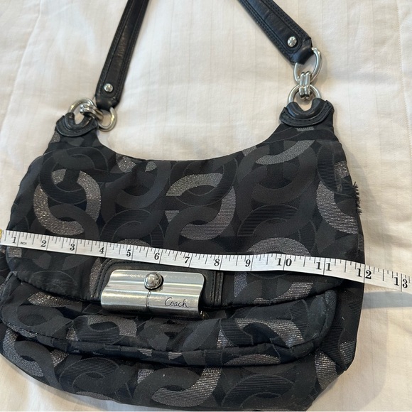 Coach Kristin Hobo Bag black jacquard fabric silver, charcoal signature pattern - Picture 4 of 12